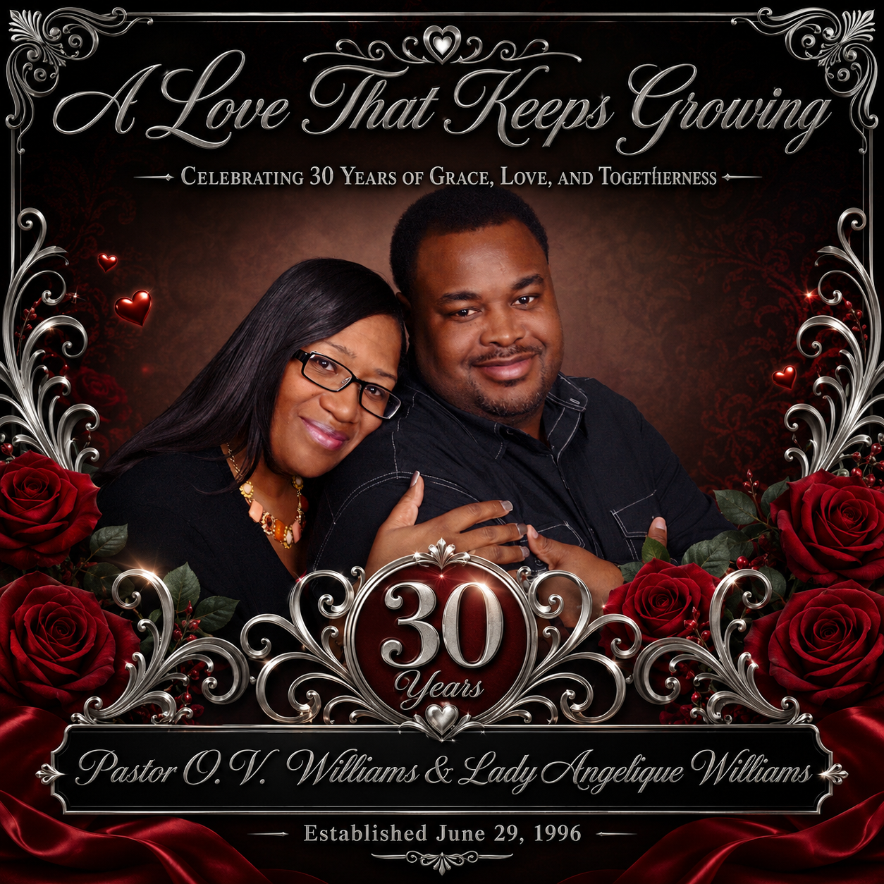 Pastor O.V. Williams and Lady Angelique Williams anniversary image 2